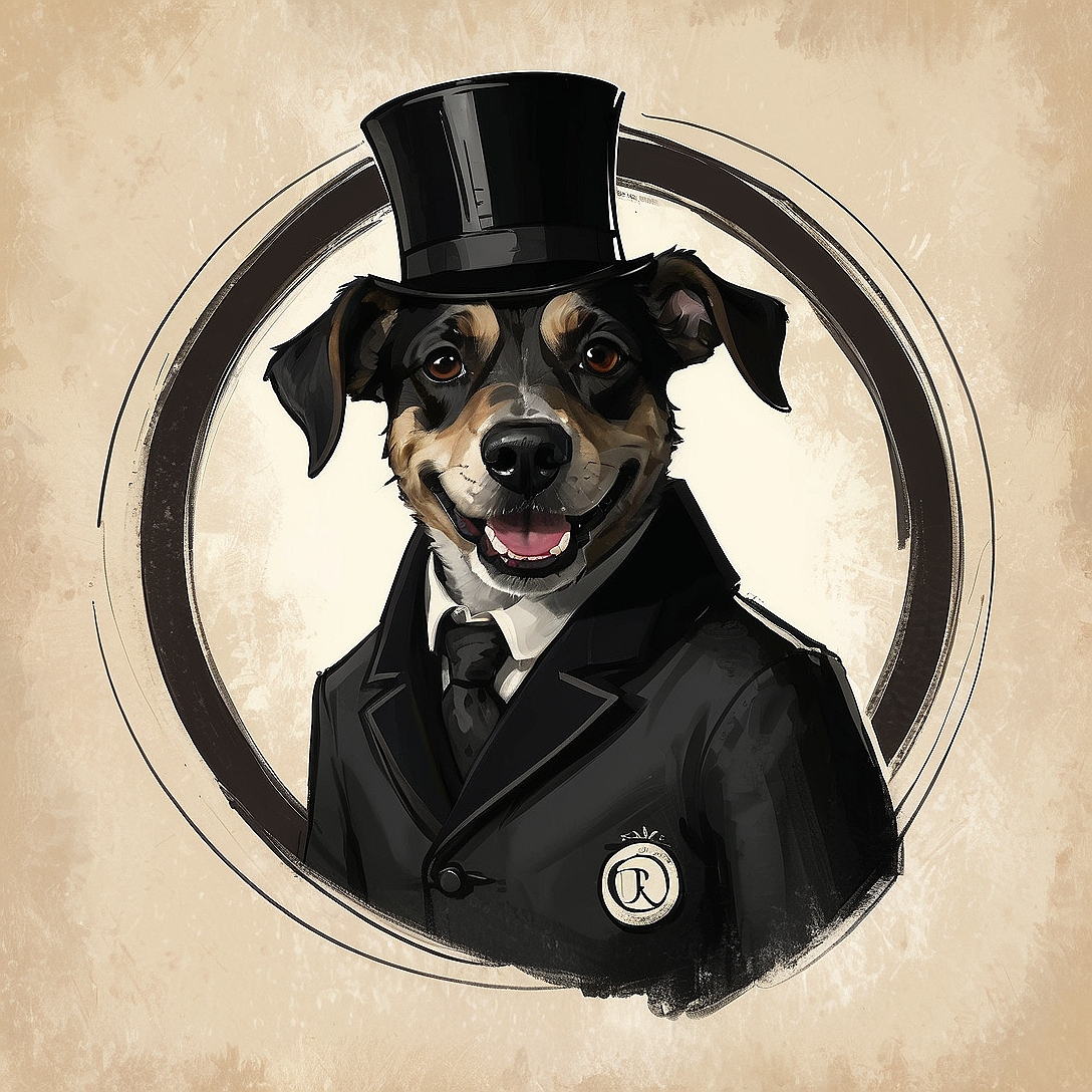 SDXL 10 Vintage gentleman logo a grinning dog wearing a profe 6