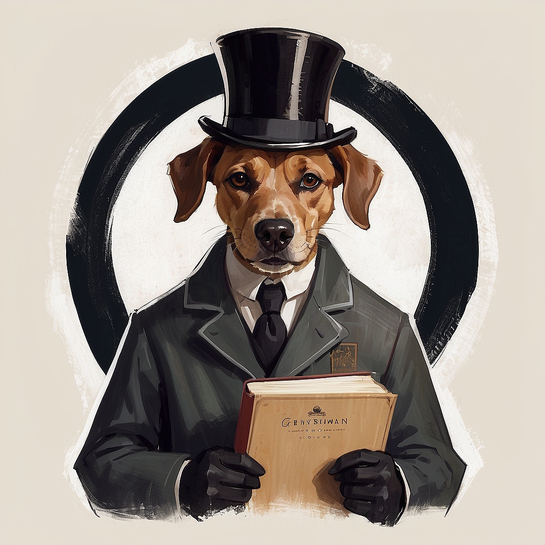 SDXL 10 Vintage gentleman logo a grinning dog wearing a profe 7