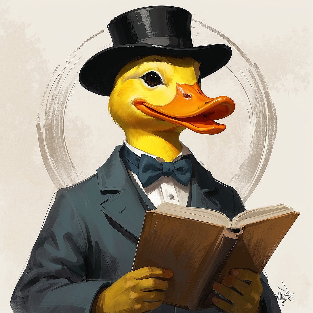 SDXL 10 Vintage gentleman logo a grinning duck wearing a prof 1