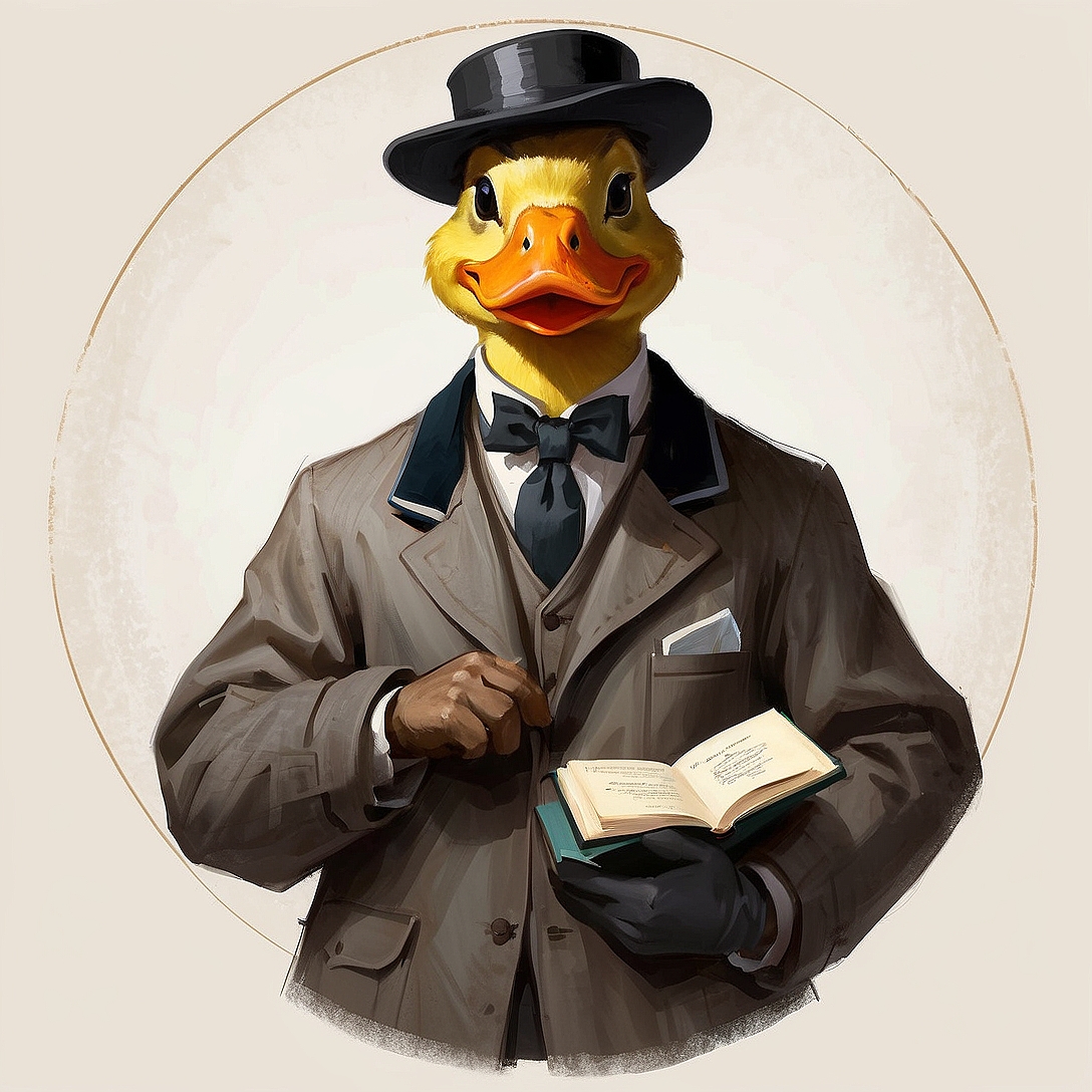 SDXL 10 Vintage gentleman logo a grinning duck wearing a prof 3