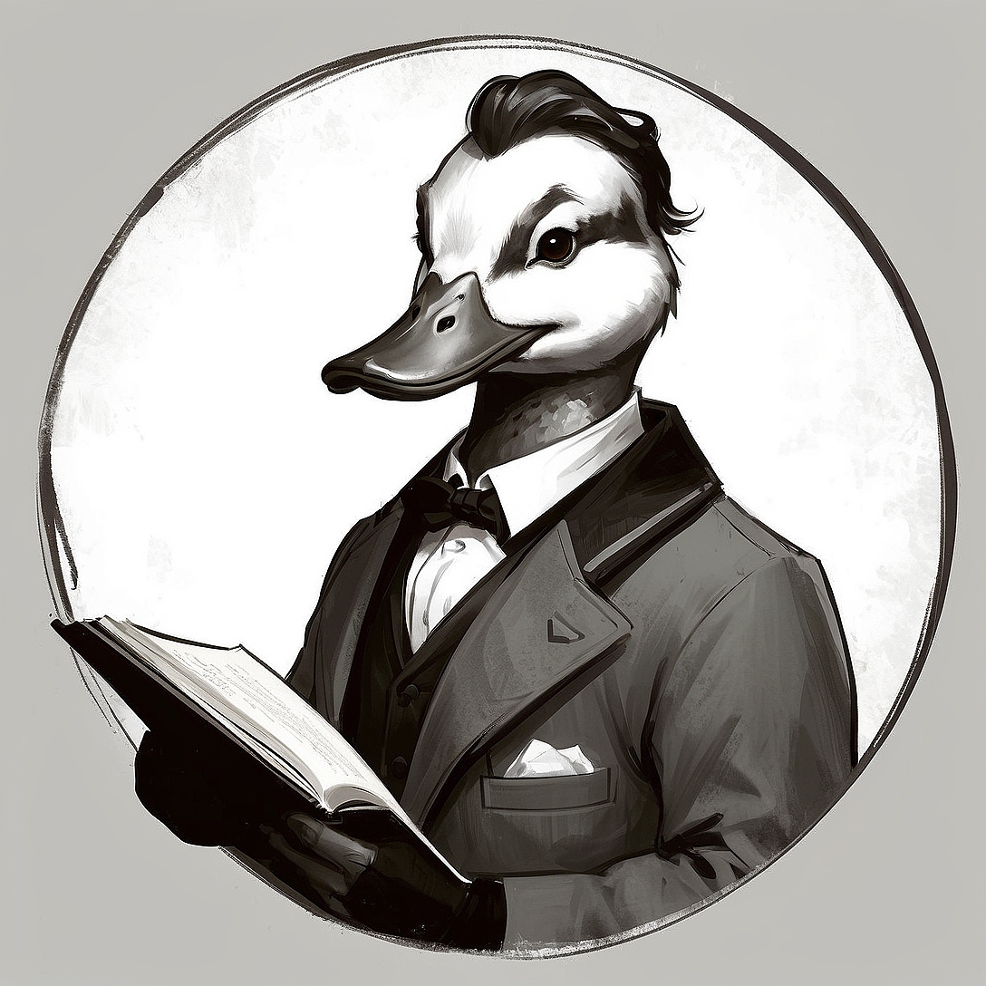 SDXL 10 Vintage gentleman logo a grinning duck wearing a prof 4
