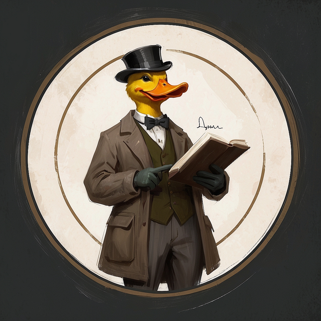 SDXL 10 Vintage gentleman logo a grinning duck wearing a prof 6
