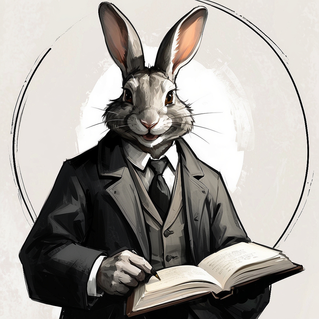 SDXL 10 Vintage gentleman logo a grinning rabbit wearing a pr 0