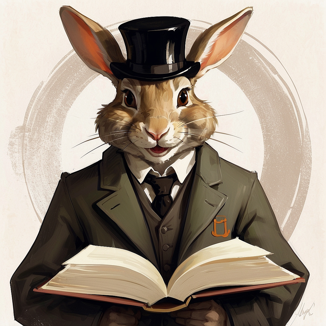 SDXL 10 Vintage gentleman logo a grinning rabbit wearing a pr 3