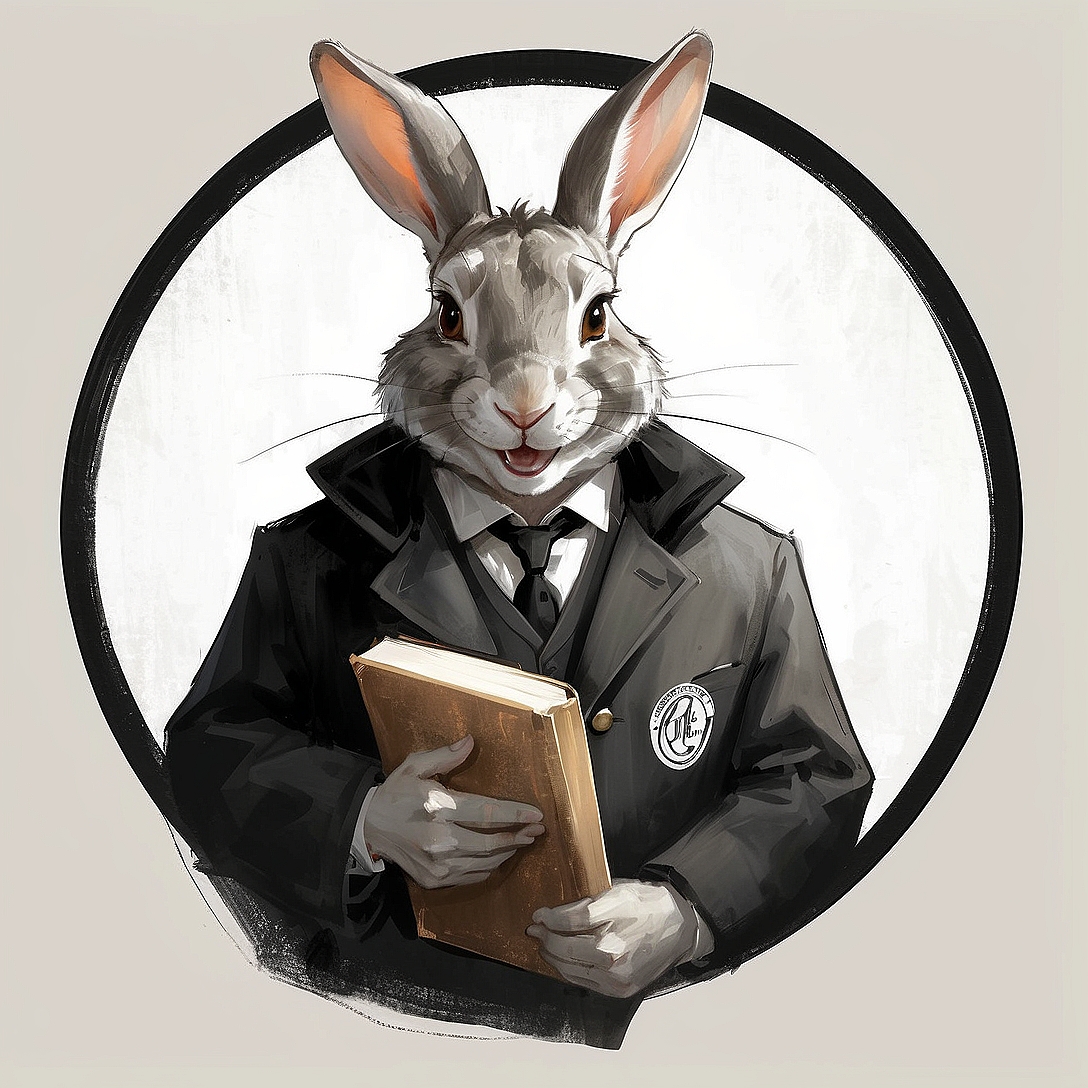 SDXL 10 Vintage gentleman logo a grinning rabbit wearing a pr 4