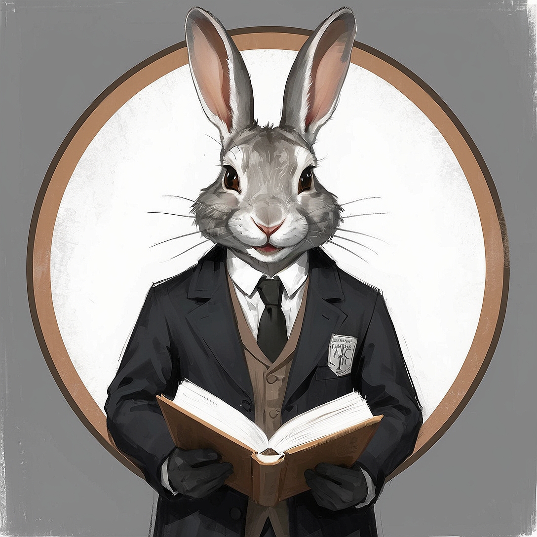 SDXL 10 Vintage gentleman logo a grinning rabbit wearing a pr 5