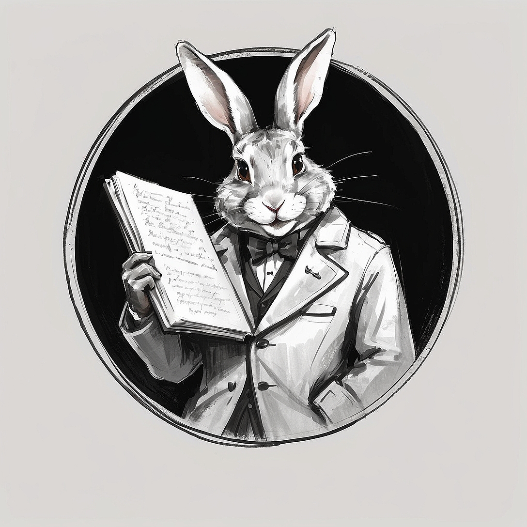 SDXL 10 Vintage gentleman logo a grinning rabbit wearing a pr 7