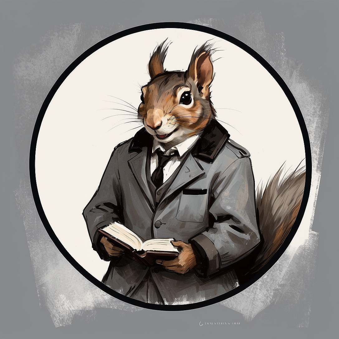 SDXL 10 Vintage gentleman logo a grinning squirrel wearing a 0