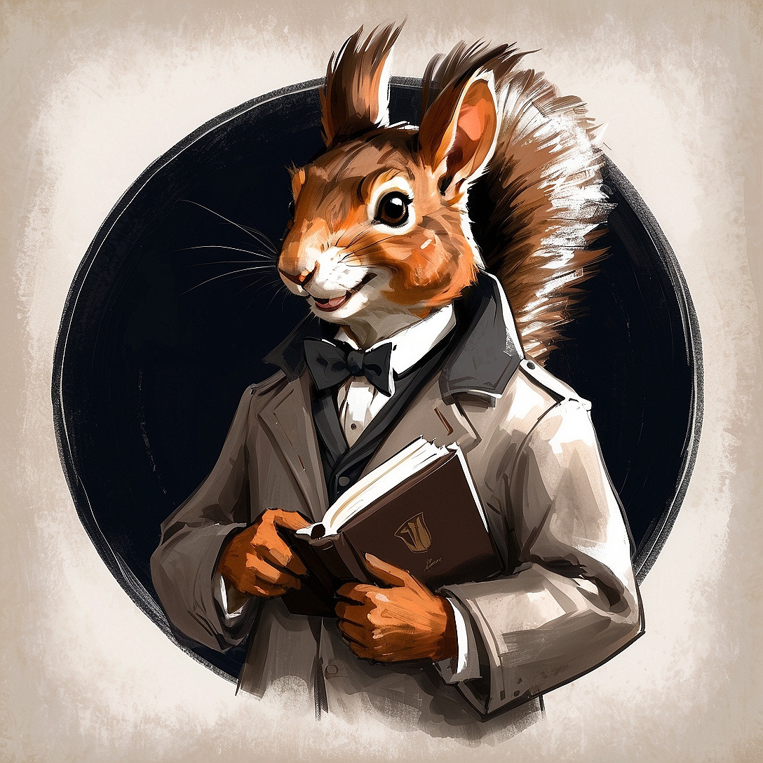 SDXL 10 Vintage gentleman logo a grinning squirrel wearing a 2