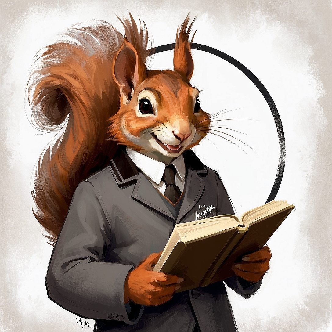 SDXL 10 Vintage gentleman logo a grinning squirrel wearing a 4