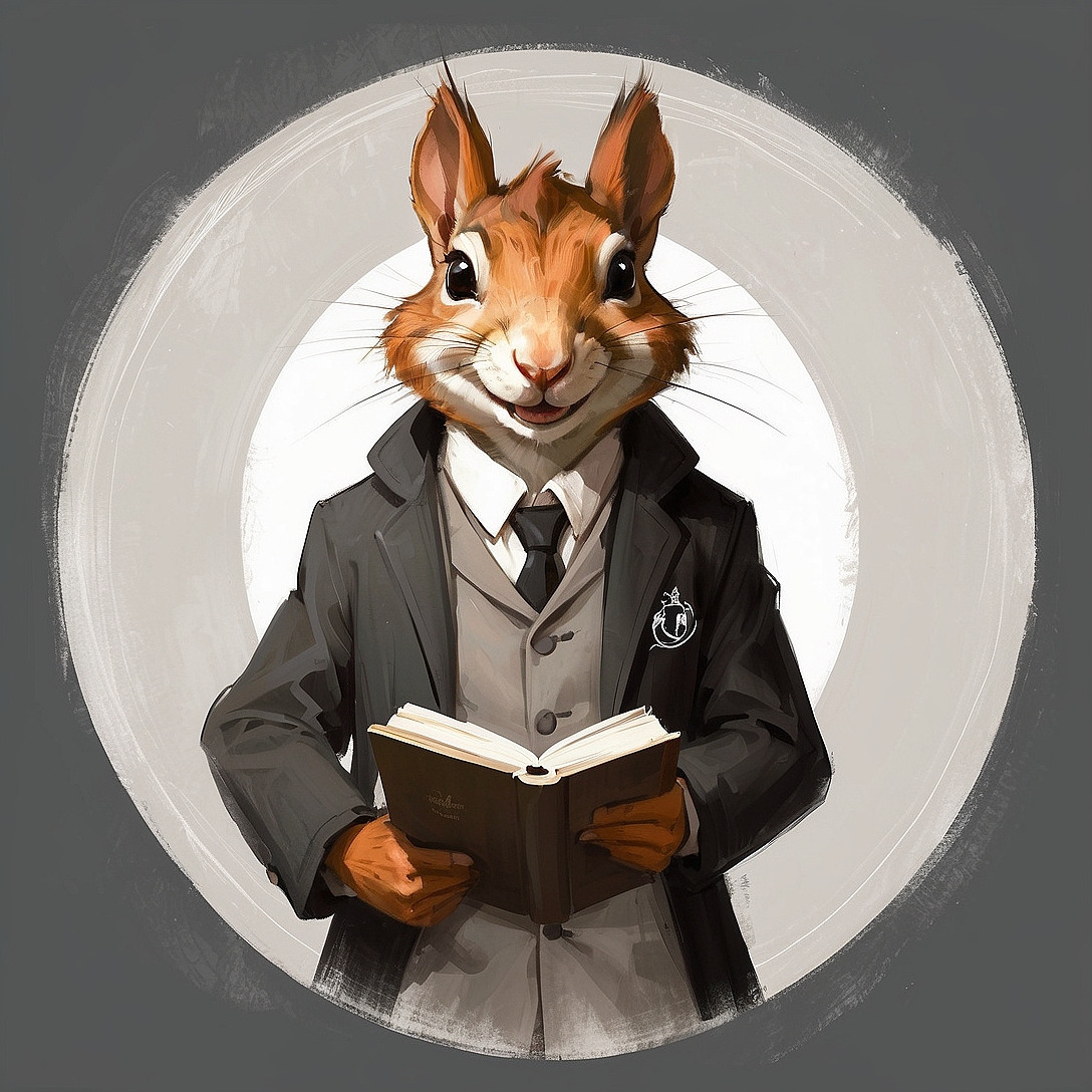 SDXL 10 Vintage gentleman logo a grinning squirrel wearing a 5