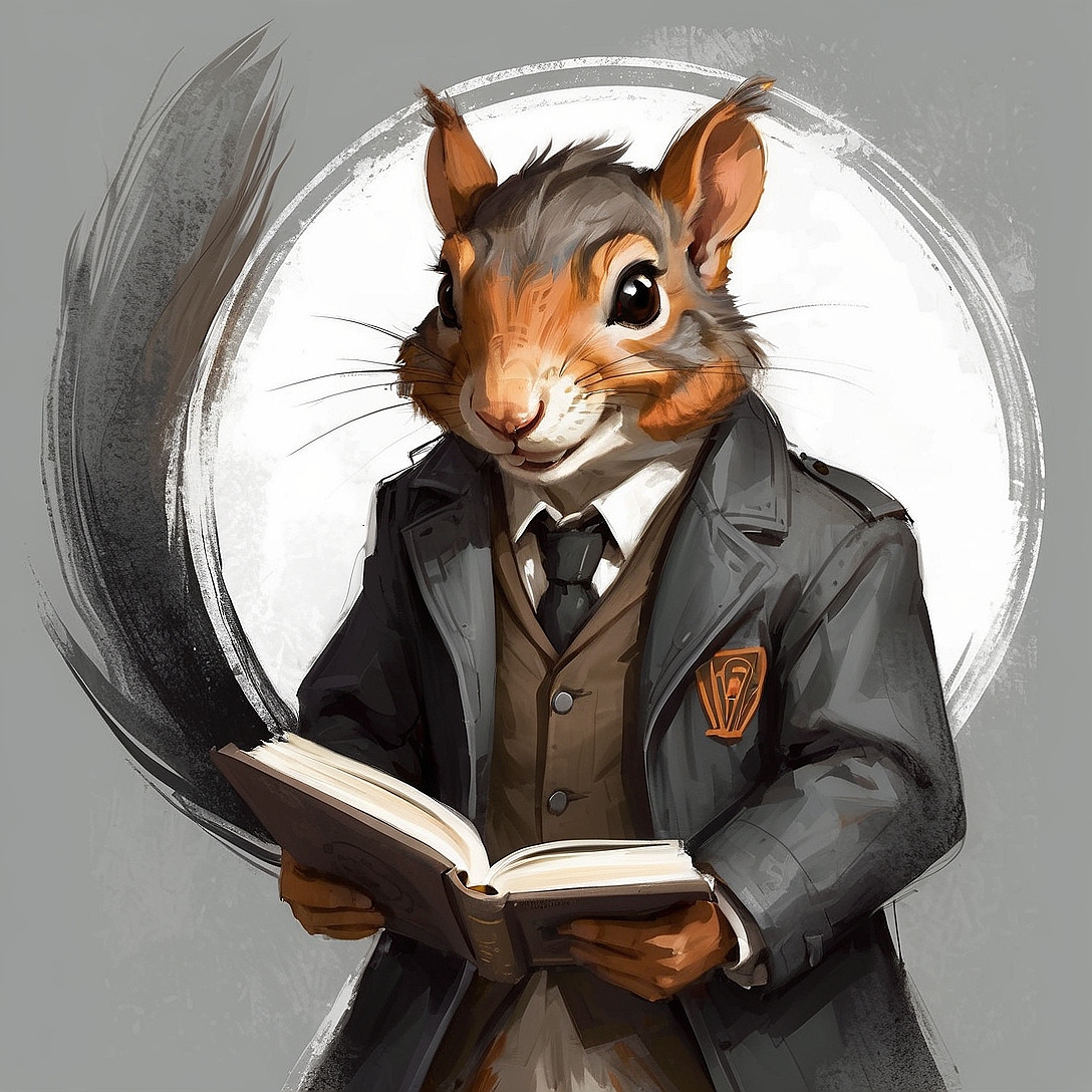 SDXL 10 Vintage gentleman logo a grinning squirrel wearing a 7