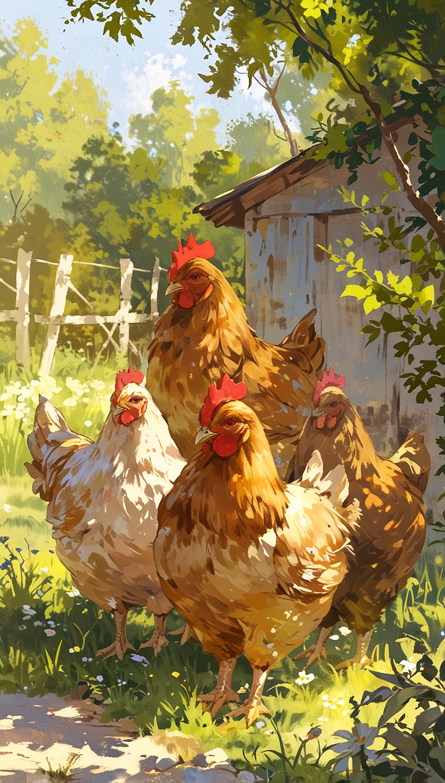 Leonardo Anime XL three hens in a nice sunny spring day they a 6(1)