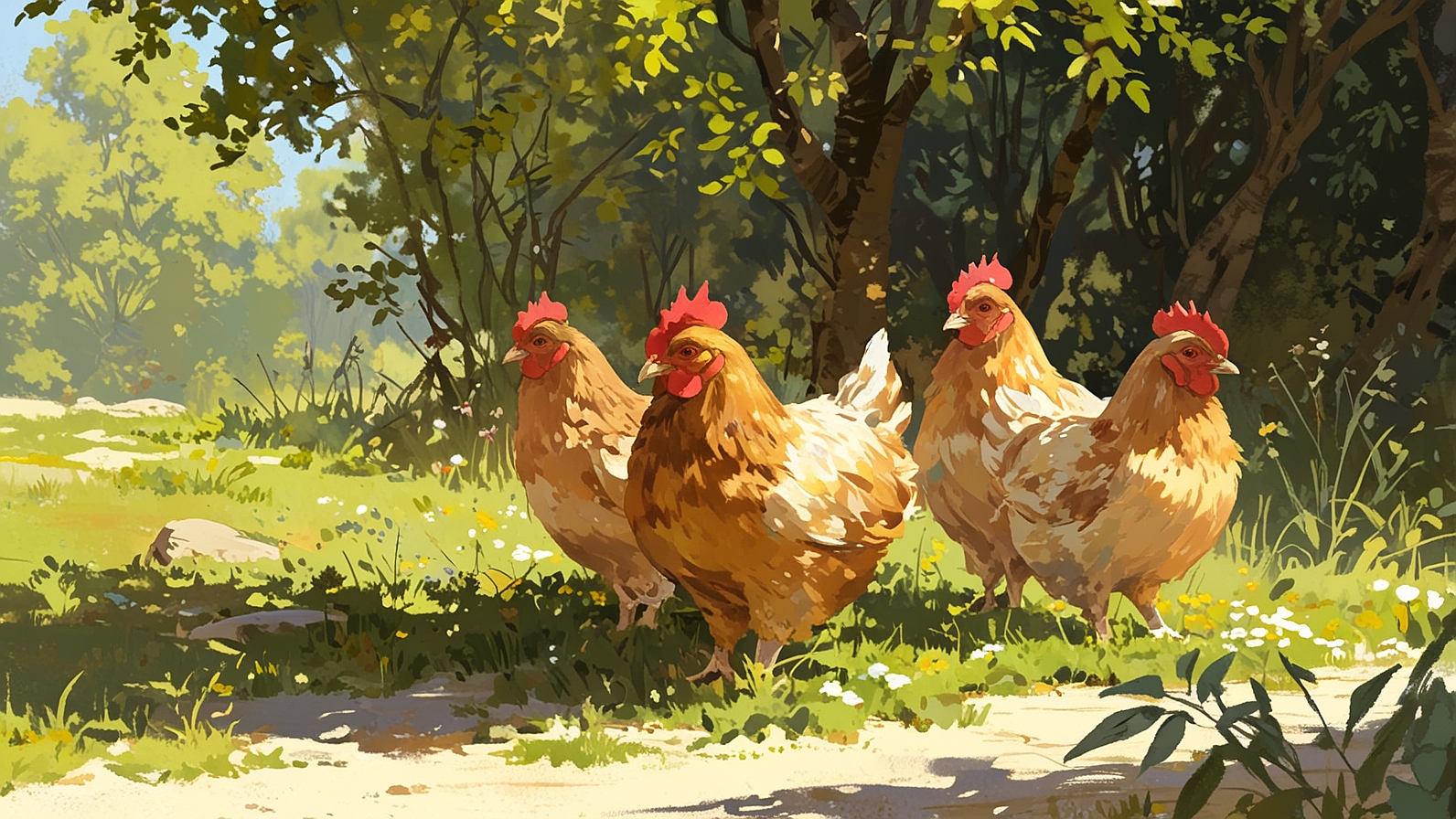 Leonardo Anime XL three hens in a nice sunny spring day they a 7