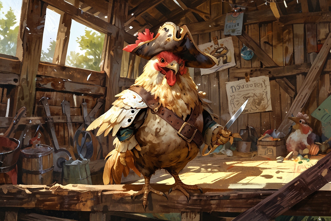 Leonardo Anime XL A baroque style illustration of a chicken th 7