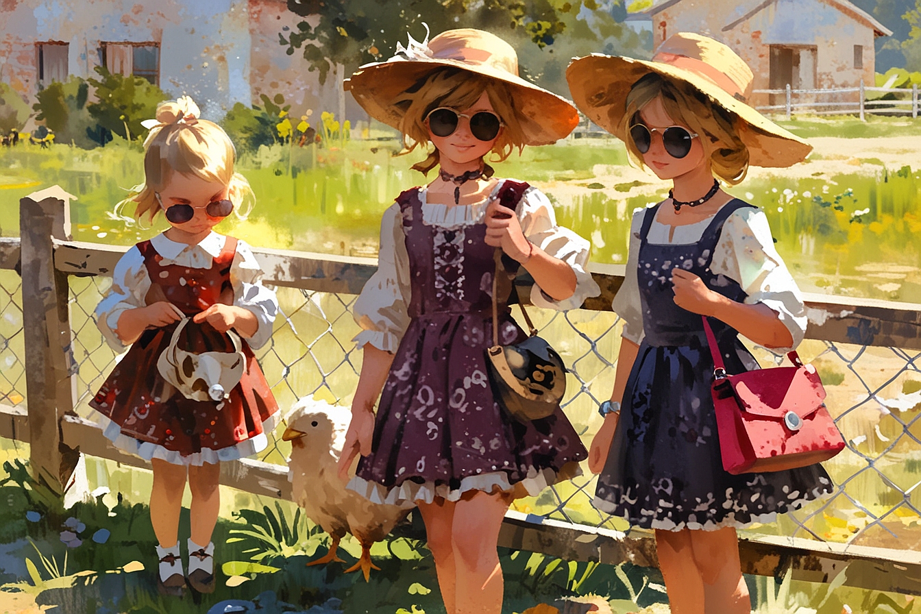 Leonardo Anime XL A baroque style illustration of three califo 2