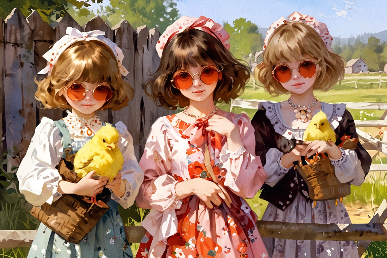 Leonardo Anime XL A baroque style illustration of three califo 4