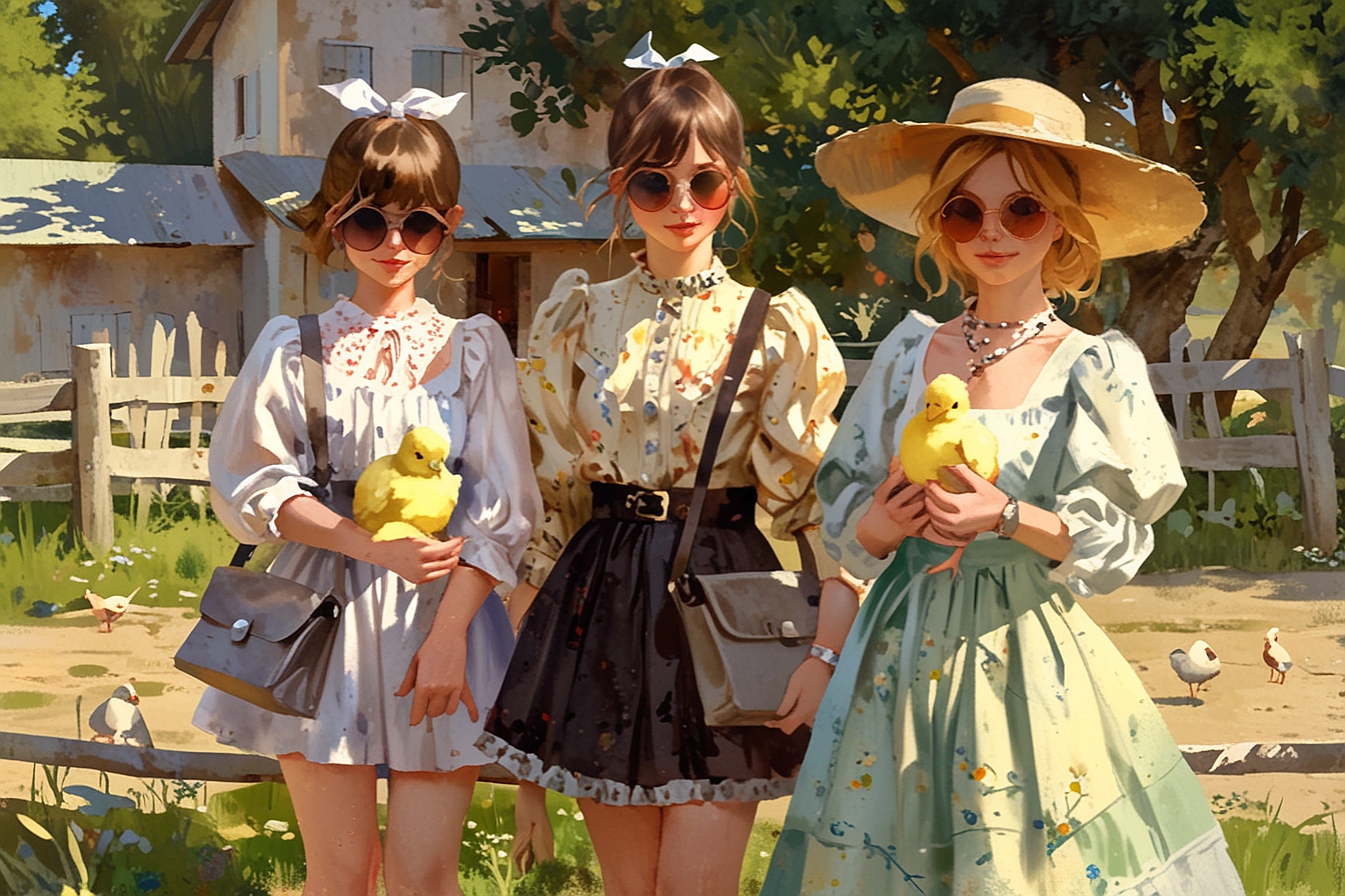 Leonardo Anime XL A baroque style illustration of three califo 5