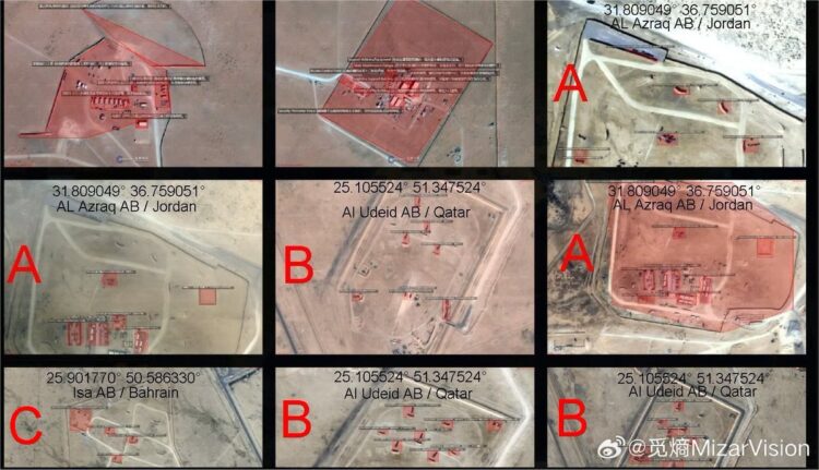 China Satellite Images show multiple US bases ME