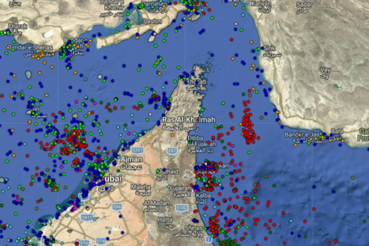 Persian Gulf trapped ships large