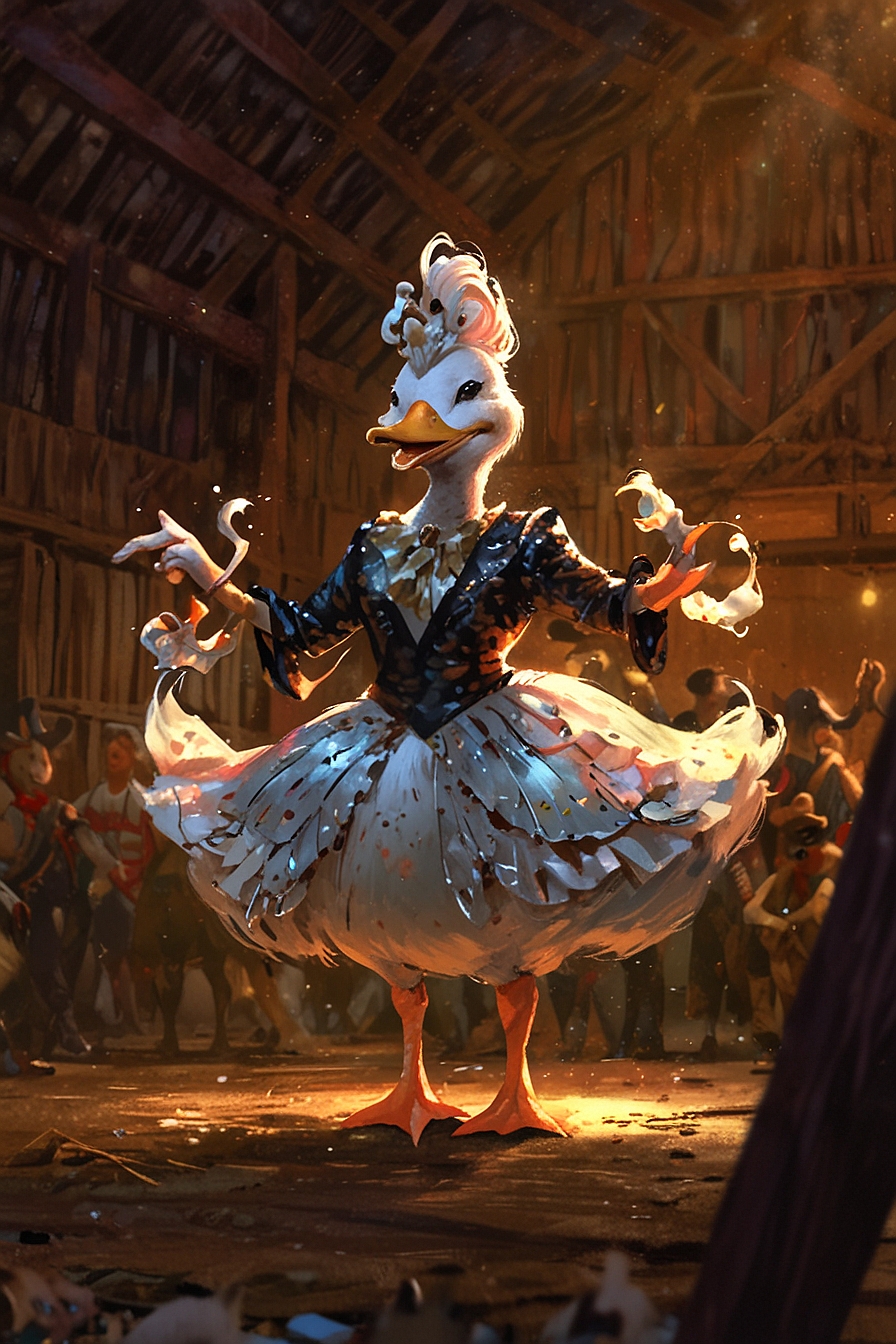 Leonardo Anime XL a flamboyant singing female duck wearing an 3(1)