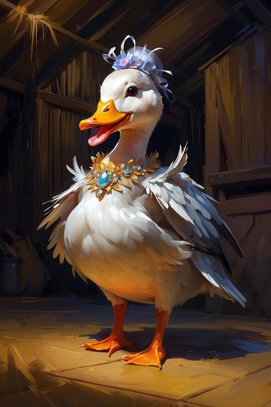 Leonardo Kino XL a flamboyant singing female duck wearing an o 0