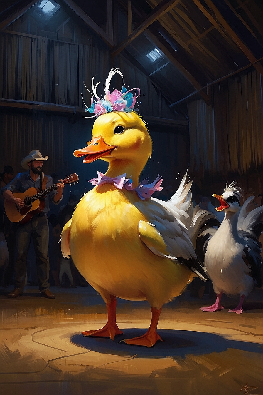 Leonardo Kino XL a flamboyant singing female duck wearing an o 1