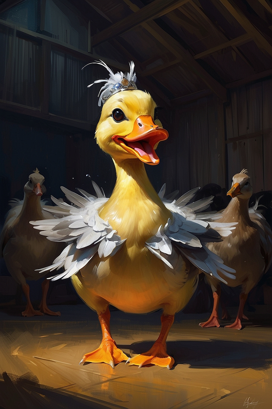 Leonardo Kino XL a flamboyant singing female duck wearing an o 2