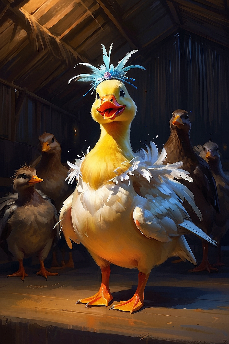 Leonardo Kino XL a flamboyant singing female duck wearing an o 3