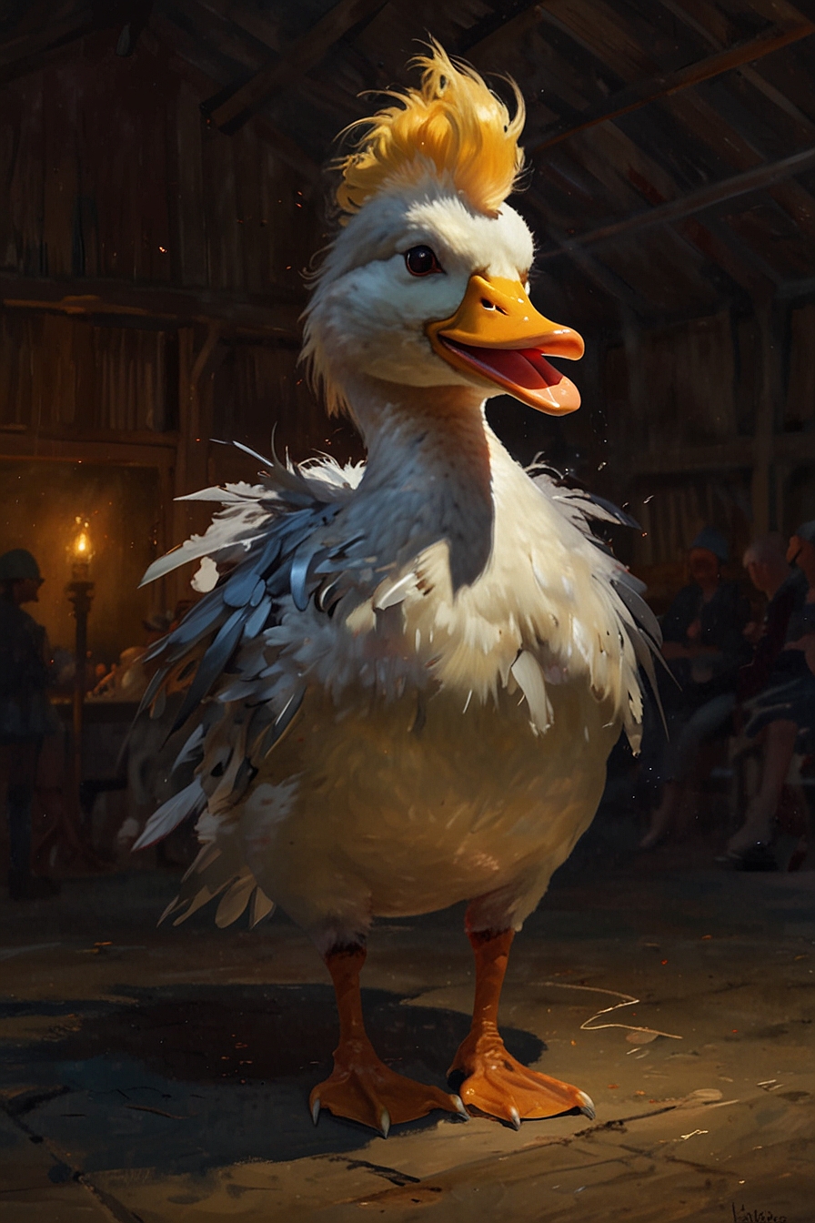 Leonardo Lightning XL a flamboyant singing female duck wearing 2